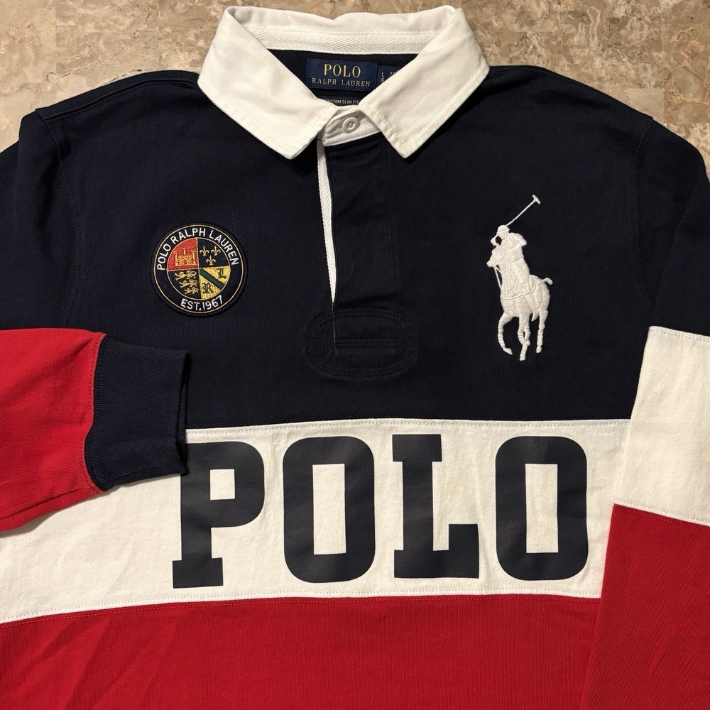 Polo Sport Ralph Lauren Rugby Shirt Mens Large Custom Slim Fit USA Cookie